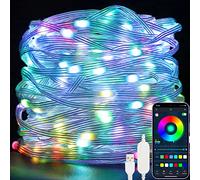 Electight 10M RGB Smart IC Fairy String Lights with Remote/APP Control, Multicolor Christmas Halloween Lights 100 LED, USB Powered& IP68 Waterproof, Music&Voice Control for Indoor & Outdoor Decor