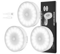 Electight 14 LEDs Motion Sensor Lights Indoor, 3 Pack Cordless Night Light Stick on Wall with Magnetic Base, USB Rechargeable Battery, Stair Lights, for Wardrobe,Cabinet,Stairs,Closet,Hallway