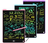 Electight 3 Pack 12 Inch LCD Drawing Tablet Kids Colorful Writing Boards, Reusable Drawing Pad Toddler Preschool Educational Toys Gifts for 2 3 4 5 6 7 Year Old Boys Girls, Blue Pink Purple