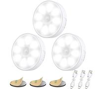 Electight 3 Pack Motion Sensor Lights Indoor, Night Light Stick on Wall, Cordless LED Lamp with Magnetic Base, 6000K & Type-C USB Rechargeable Battery, Stair Lights, for Wardrobe,Stairs,Closet,Hallway