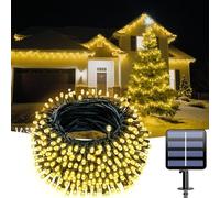 Electight 66ft Solar String Lights Outdoor Garden, 200 LED Solar Powered Fairy Lights, 8 Modes & IP65 Waterproof Lights for Halloween Tree, Patio, Garden, Yard, Home, Party, Christmas (Warm White)