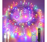 Electight Battery Fairy Lights, USB Rechargeable Battery 20M 200LED String Light Twinkle Lights with Remote, 8 Modes&Timer, Waterproof for Indoor Outdoor Xmas Tree Party Bedroom Decor, Multicolour