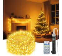 Electight Christmas Fairy Lights, USB Rechargeable Battery 20M 200LED String Light Twinkle Lights with Remote, 8 Modes&Timer, Waterproof for Indoor Outdoor Xmas Tree Party Bedroom Decor, Warm Yellow