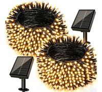Electight Solar Fairy Lights Outdoor Garden, 2 Pack 66ft, Warm Yellow | 200 * 2 LEDs Solar Powered String Lights, 8 Modes, IP65 Waterproof, for Tree, Patio, Garden, Yard, Home, Party, Christmas