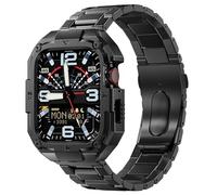 ELECTIM Metal Band with Case Compatible with Apple Watch Series 9 8 7 45mm Band, Rugged Stainless Steel Strap with Protective Bumper Cover for iWatch 9 8 7 45mm Men Watch Strap Replacement.
