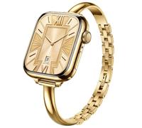 ELECTIM Slim Gold Bracelet Apple Watch Bands for Women 38mm 40mm 41mm 42mm, 0.3 Inch Width Stainless Steel Thin Dressy Metal Band for iWatch 11/10/9/8/7/6/5/4/SE/3/2/1 Series Elegant Luxury Strap