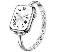 Electim Slim Silver Bracelet Apple Watch Bands for Women 42mm 44mm 45mm 46mm 49mm,0.3 Inch Width Stainless Steel Thin Dressy Band for iWatch 11/10/9/8/7/6/5/4/SE/Ultra/3/2/1 Series Elegant Luxury