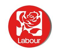 ELECTION 2024 CLASSIC LABOUR PARTY ROSE LOGO - RED BACKGROUND - 58mm Large Badge