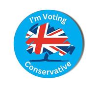 Election 2024 - I'm Voting Conservative - Union Jack Logo Blue Background - 6 x 70mm (2.7 inches) Stickers