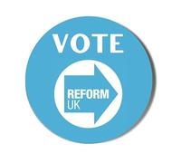 ELECTION 2024 - VOTE REFORM PARTY - BLUE BACKGROUND - 38mm SMALL BADGE