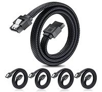 ELECTOP SATA III Cable, 6Gbps Straight HDD SDD Data Cable, SATA 3.0 Nylon Braided with Locking Latch for HDD, SSD, CD Driver, CD Writer(20 Inch, Black,5 Pack)