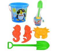Electoys 5 Pcs Kids Blue Beach Bucket Spade Set | Bucket Sand Play Toys Spade Moulds Set | Durable Plastic Summer Vacation Garden Toy for Children | Lightweight Travel Friendly | Birthday Gift