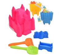 Electoys 5 Pcs Kids Princess Beach Castle Bucket Set | 17cm Bucket Sand Play Toys Spade Rake Moulds | Durable Plastic Summer Vacation Toy for Children | Lightweight Travel Friendly | Assorted Colours