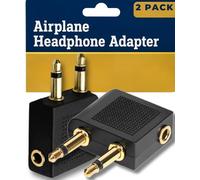 Electoys Airplane Flight Headphone Adapter Gold Plated - 3.5mm Jack Airline Audio Converter Dual 2 Pin - Male to Female Socket for Inflight Entertainment Systems Travel Accessory - Pack of 2