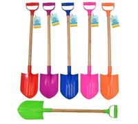 Electoys Beach Kids Spade 77cm Wood Shaft Plastic Shovel | Beach Spades Sand Pit Accessories | Garden Digging Spade for Children | Soil Scoop Seaside Sandpit Toys for Kids | Assorted Colour | 4 Pack