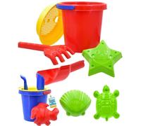 Electoys Bucket and Spade Set 13.5cm | Kids Bucket Spade Mould Beach Set | Kids Pool Beach Toys for Toddlers Age 1-5 | Durable Plastic Summer Garden Travel Sandpit Toy Kit | Assorted Colours