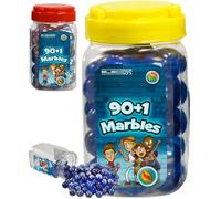 Electoys Childrens Marbles Set Traditional Toy Game 90+1 Colourful Mini Glass Marbles in Jar Classic Party Bag Filler Imaginative Play Collectible Toy for Kids 2 Pack