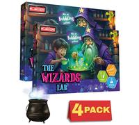 Electoys - Childrens Science Experiment Kit Wizards Lab Bubbling Potions Educational Toy for Kids Aged 8+ Magical Tabletop STEM Activity Set Vibrant Colours with Test Tubes Wand - 4 Pack