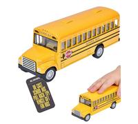Electoys Die-Cast School Bus Toy Vehicle Yellow Model with Pull-Back Action and Opening Doors for Imaginative Play for Kids - Small Handheld Size for Children - School Transport Inspired Design
