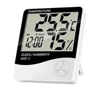 Electoys Digital Room Thermometer Hygrometer LCD Clock Wired Sensor Probe | Indoor outdoor humidity monitor, large LCD clock alarm, MAX MIN memory, for home, baby nursery & greenhouse