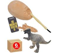 Electoys - Dinosaur Excavation Activity Kit for Kids Educational Fossil Discovery Toy Egg Dig Science Set with Brush Digging Tool Hands-On Prehistoric Adventure STEM Gift Toy for Children - 6 Pack