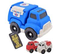 Electoys Emergency Toy Vehicles for Toddlers Age 18 Months Plus Bio Plastic Eco Wheels Set Includes Police Car Fire Engine Ambulance Small Size for Early Learning Imaginative Play