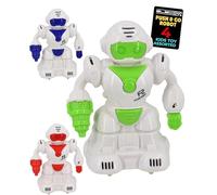 Electoys Friction Powered Toy Robot Figure for Children Interactive Push and Go Small Handheld Plastic Play Robot with Moving Arms Colourful Accents - 4 Pack