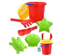 Electoys Kids Beach Bucket Set | 16cm Large Bucket Sand Play Toys Spade Rake Moulds | Durable Plastic Summer Vacation Garden Sand Toy for Children | Lightweight Travel Friendly | Birthday Gift