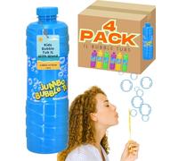 Electoys Kids Bubbles 1L Solution Tub with Wand | Bubble Wands for Kids Party Bags Filler | Bubbles Mix Liquid Tube | Bubble Blower Toy | Outdoor Garden Summer Party Fun | Assorted Colours | 4 Pack