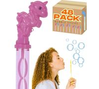 Electoys Kids Bubbles Sticks Wand | Unicorn Bubble Wands for Kids Party Bags Filler | Bubbles Mix Liquid Tube | Bubble Blower Toy | Outdoor Garden Summer Party Fun | Assorted Colours | 48 Pack
