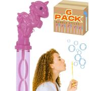 Electoys Kids Bubbles Sticks Wand | Unicorn Bubble Wands for Kids Party Bags Filler | Bubbles Mix Liquid Tube | Bubble Blower Toy | Outdoor Garden Summer Party Fun | Assorted Colours | 6 Pack