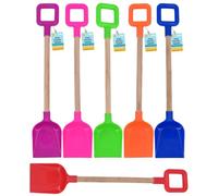 Electoys Kids Spade 50cm Plastic Shovel | Wood Shaft Beach Spades Sand Pit Accessories | Garden Digging Shovel for Children | Soil Scoop Sand Seaside Sandpit Toys for Kids | Assorted Colour | 4 Pack