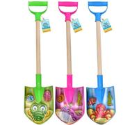 Electoys Kids Spade 52cm Plastic Shovel Wood Shaft | Sea Life Beach Spades Sand Pit Accessories | Garden Digging Spade for Children | Soil Scoop Seaside Sandpit Toys for Kids | Assorted | 1 Pack