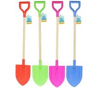 Electoys Kids Spade 72cm Plastic Shovel | Wood Shaft Beach Spades Sand Pit Accessories | Garden Digging Spade for Children | Soil Scoop Sand Seaside Sandpit Toys for Kids | Assorted Colour | 4 Pack