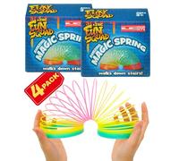 Electoys Magic Spring Slinky Toy Multicoloured Plastic Classic Childrens Novelty Toy for Play Hand-Eye Coordination Party Bag Filler Rainbow Stair Walking 4 Pack