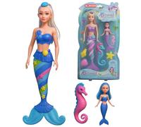 Electoys Mermaid and Seahorse Play Set Colourful Fantasy Figures for Children Imaginative Play Bath Toy Set for Kids with Accessories Girls Role Play Gift - 2 Pack