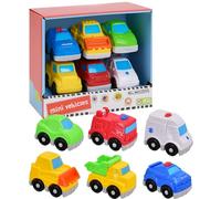 Electoys Mini Toy Vehicles Set for Children Handheld Colourful Cars Variety Pack Imaginative Play Car Fire Truck Ambulance Police & Construction Vehicles Durable Plastic 2 Pack