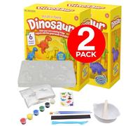 Electoys - Mould and Paint Dinosaur Craft Kit for Children Glow in The Dark Make and Decorate Dinosaur Fridge Magnets Creative Arts and Crafts Activity Set Includes 6 Colour Paints - 2 Pack