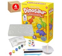 Electoys - Mould and Paint Dinosaur Craft Kit for Children Glow in The Dark Make and Decorate Dinosaur Fridge Magnets Creative Arts and Crafts Activity Set Includes 6 Colour Paints - 4 Pack