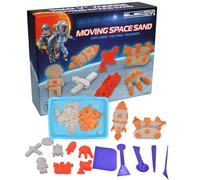 Electoys - Moving Space Sand Play Set for Kids 500g - Sand Activity Kit with Space Themed Moulds Astronaut Rocket Shapes Two Tone Grey Orange Sensory Toy for Creative Indoor Play - 2 Pack