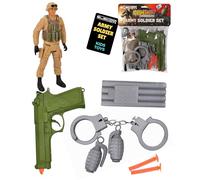 Electoys Play Army Soldier Set for Kids Combat Mission Toy Set with Accessories Plastic Toy Soldier Figure with Handcuffs Grenades Gun Imaginative Role Play for Children Indoor Outdoor UK