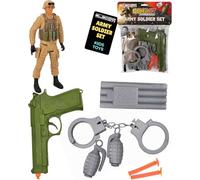 Electoys Play Army Soldier Set for Kids Combat Mission Toy Set with Accessories Plastic Toy Soldier Figure with Handcuffs Grenades Gun Imaginative Role Play for Children Indoor Outdoor UK