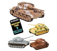 Electoys Pull-Back Military Tank Toy Camouflage Die-Cast Model Moving Guns Kids Play Vehicle Collection Realistic Desert Colours for Imaginative Combat Fun Includes Assorted Designs 3 Pack