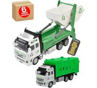 Electoys Recycling Lorry Toy For Kids Die-Cast Model Small Scale Green White Childrens Play Vehicle Collectible Durable Metal Plastic Educational Waste Management Eco Theme 6 Pack