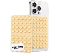 Electoys Silicone Suction Cup Phone Case Mount - Sticky Phone Holder Double Sided Suction Pad for Selfies Videos - Hands-Free Mirror Wall Mount Compatible With iPhone Android (Yellow)
