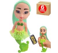 Electoys Small Collectible Mermaid Princess Dolls for Children Assorted Colours Green Blue Pink Purple Yellow 5-7 Inch Play Figures Toy Gift for Girls Includes 6 Pack