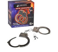 Electoys SWAT Metal Toy Handcuffs for Kids Police Costume Accessory with Working Lock Keys and Safety Quick Release Silver Role Play for Children Realistic Lightweight Alloy Design