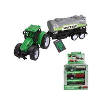 Electoys Toy Farm Tractor with Detachable Trailer Green Pull-Back Power Educational Water Conservation Small Plastic Vehicle Set for Imaginative Farm Play for Children