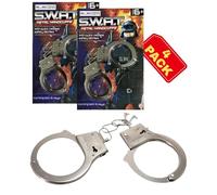 Electoys Toy Handcuffs Metal Role Play Accessory Silver Police SWAT Pretend Play for Kids with Keys Quick Release Child Friendly Safety Lock Costume Party Strong Durable Construction 4 Pack