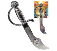 Electoys Toy Pirate Cutlass Sword Silver Kids Roleplay Accessory Skull Handle Plastic Blade Imaginative Costume Props Safe Lightweight Novelty Pirate Sword for Children Halloween Party